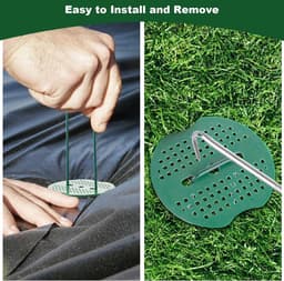 Grondankers en Bufferschijven Set - 100 Stuks, Anti-roest Verzinkt, U-vormige Haringen voor Tuin, Onkruidbarrière - Inclusief Haakopener, Hamer, Wanten - 150 x 35 mm, Groen — thumbnail 5
