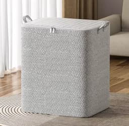 Grote Opvouwbare Wasmand – 71×61×50 cm – Met Deksel en Handgrepen – Opbergmand / Opbergtas / Wasmand – Grijs Patroon H4.4 — thumbnail 5