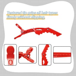 10x Professionele Alligator Haarclips voor Knippen en Stylen - Rood — thumbnail 2