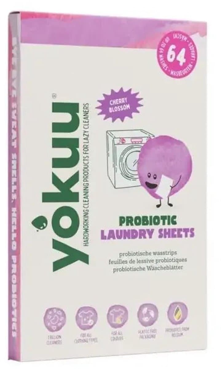 YOKUU Probiotische Wasstrips - 64 Wasbeurten - Kersenbloesem Geur - Ecologisch Wasmiddel - Reis Wasmiddel - Ultra Geconcentreerd en Voorgedoseerd - Ecologisch Wasproduct — afbeelding 1