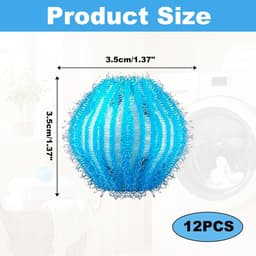 Wasbollen Set - 12 Stuks - 3.5 cm - Nylon magische pluizenballen voor voorladers - Anti-klit pluizenballen - Huisdier Haar Verwijderaar voor de Was - Herbruikbare Pluizenvanger - Lichtblauw — thumbnail 5
