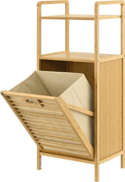 Bamboe wasmand Rendalen met plank 40x30x95 cm — thumbnail 4