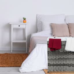 wasmand met 2 vakken - 110 liter - rotanlook - binnenzak - bruin-beige — thumbnail 4