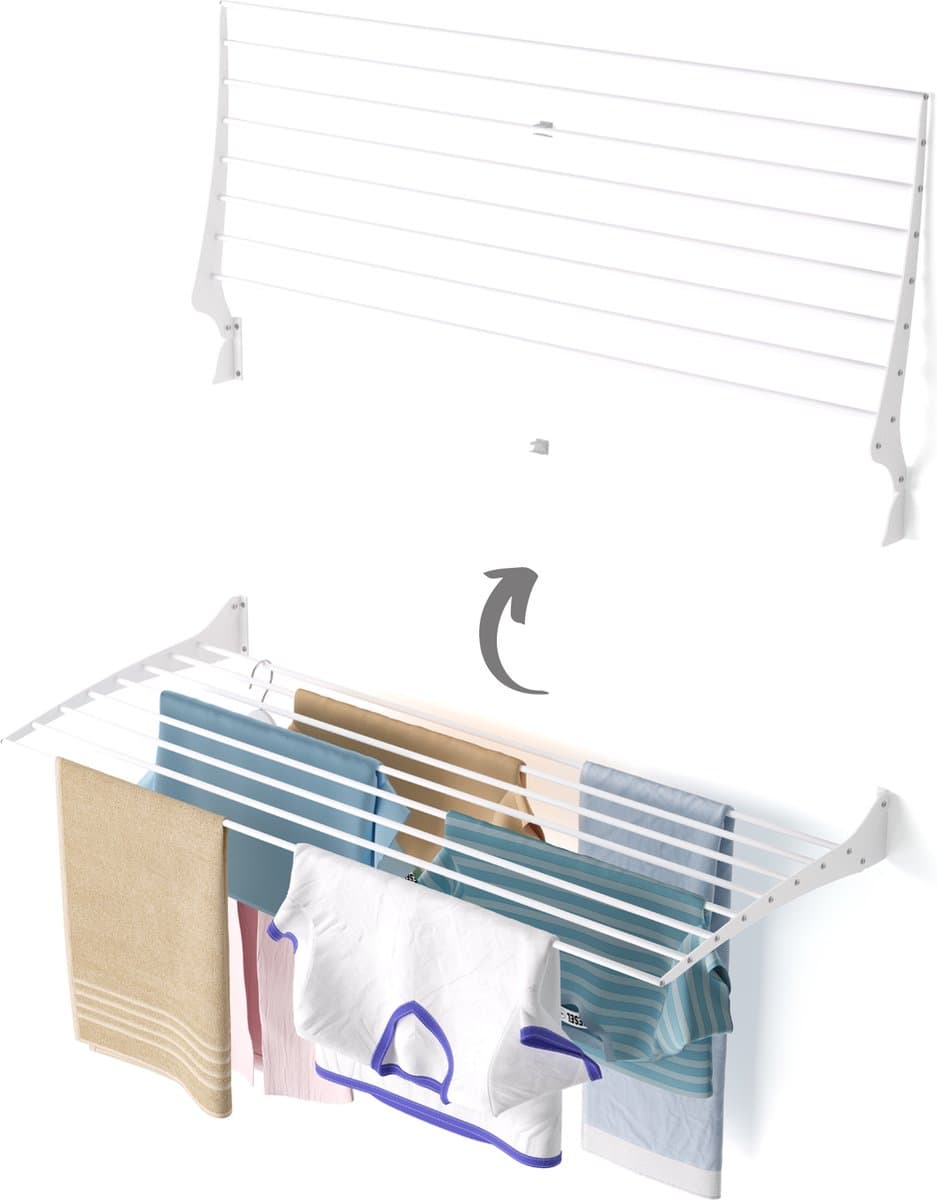 Foxydry Fold 116 cm white wasdroogrek wandmontage clicksysteem - 116 x 50 x 10 cm — afbeelding 1