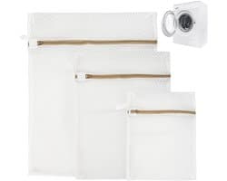 Solidchoice - Set van 3 Katoenen Waszakken met Rits voor Delicate Was