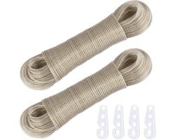 Pack of 2 Washing Line 50 Metres, Washing Line with Steel Core 3 mm, Weatherproof Washing Rope, Washing Line Extra - ShopVlot