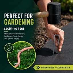 U-vormige metalen tuinpalen - Robuuste verankeringspalen - Gegalvaniseerde, roestvrije palen - Scherpe afgeschuinde uiteinden voor eenvoudige plaatsing in de grond - Stabiliseren tuinelementen-2.5mm*4cm*15cm — thumbnail 4