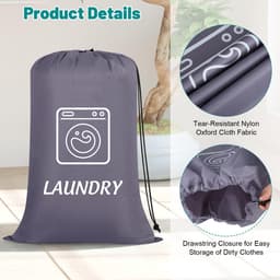 Waszakken grote reizen 24 x 36 inch - trekkoord - zwart en grijs - ideaal voor vuile kleding - ShopVlot — thumbnail 3