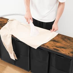 Home & Beyond® Wasmand met 5 Vakken - Wassorteerder met Plank - Wasmand op Wielen - Wasgoedmand met Uitneembare Waszakken en Voorvakken - Donkerbruin Zwart - 137x33x75 cm — thumbnail 3