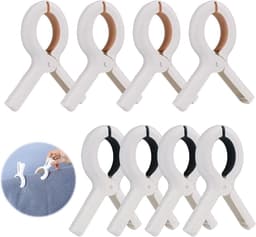 Thijox - 8 stuks duurzame plastic strandhanddoekklemmen, grote wasklemmen voor strandstoelen, dekens, lakens, kleding, ideaal voor strand en zwembad — thumbnail 3