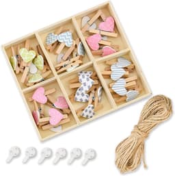 Wasknijpers van hout, hart, 30 stuks, decoratieve knijpers van berk, voor mini-wasknijpers, houten decoratie, fotoweergave, feest, bruiloft en woondecoratie — thumbnail 1