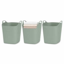 Excellent Houseware Flexibele emmer - 3x - groen - 15 liter - kunststof - vierkant - 37 x 30 cm — thumbnail 1