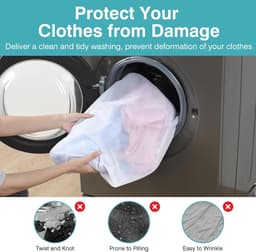 Groot wasnet voor wasmachine, 60 x 80 cm, waszak met ritssluiting voor delicate kleding, schoenen en sokken — thumbnail 3