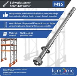 Doorsteekanker Zwaar Gebruik - Betonanker Wandanker - Stevig Bevestigen - Gegalvaniseerd Roestvrij - M16 x 280mm - Zilverkleurig — thumbnail 5