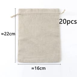 Katoenen zakjes - Linnen jute - Knutsel opslag - Met koord sluiting - Diverse maten - Natuurlijk — thumbnail 5