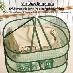 Droognet om op te hangen, 77 x 61 cm, inklapbaar droognet, ademend droogrek, 360 graden draaibaar, droogrek voor ondergoed of sokken, kruiden, zaden (groen) (groen-1) — thumbnail 5