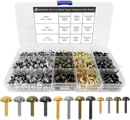 SnelShoppen - 500 Stuks Mini Brads Patroon Tas Clips Rond Hoofd Klemmen voor School Kantoor Papier - Multifunctionele Kleurige Klemmen in 4 Kleuren en — thumbnail 1