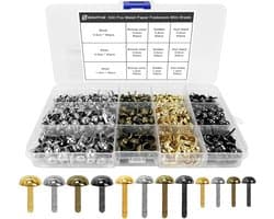 SnelShoppen - 500 Stuks Mini Brads Patroon Tas Clips Rond Hoofd Klemmen voor School Kantoor Papier - Multifunctionele Kleurige Klemmen in 4 Kleuren en