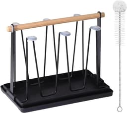 Multifunctionele Droogrek voor Flessen en Bekers, 6-delige Metalen Flessenstandaard met Afvoer en Mat, Ideaal voor Keuken en SodaStream Gebruik — thumbnail 1