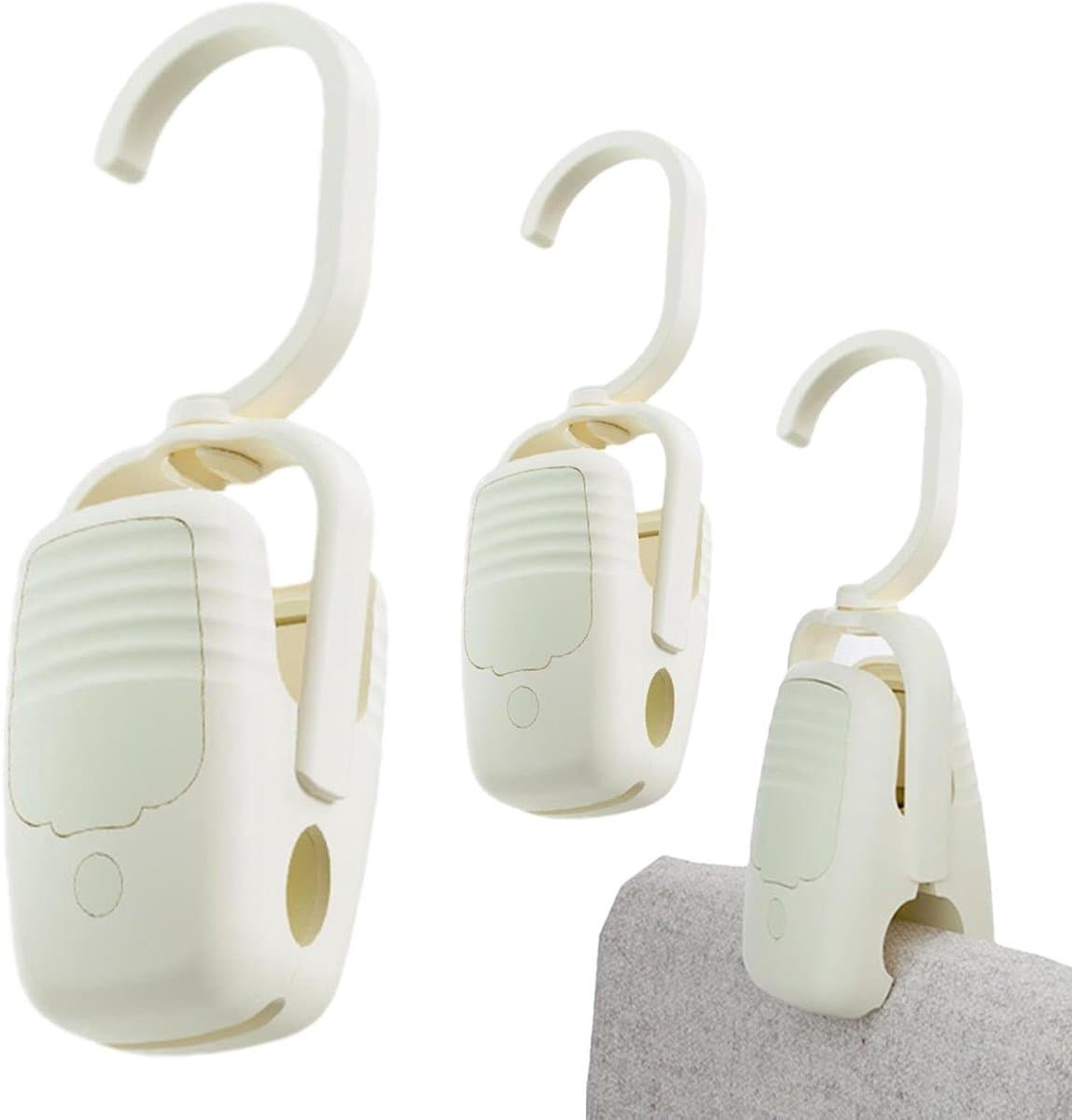 Wasknijpers met haken - Kledinghangers Clips - Kasten Organiseren - Afneembare Haak - 12 Centimeter - Crèmewit — afbeelding 1
