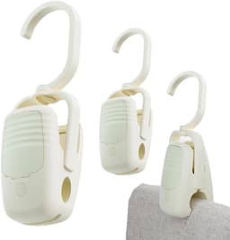 Wasknijpers met haken - Kledinghangers Clips - Kasten Organiseren - Afneembare Haak - 12 Centimeter - Crèmewit — thumbnail 1