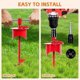 Grondanker Hond - Aanleganker - Buiten Beveiligen - Robuust Roestvrij Staal - 44 cm Lengte - Rood — thumbnail 4