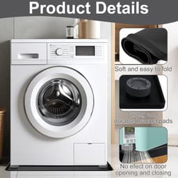Namajunas - Wasmachine lekbak 60x60 cm - 4 Trillingsdempers wasmachine - Siliconen opvangbak - Opvangbak tegen lekkage - Lekbescherming, badkuip voor wasmachines, drogers, vaatwassers, koelkasten, airconditioners - Trillingsmat - Voetjes Droger — thumbnail 4