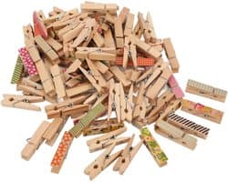 Mini Houten Wasknijpers - Kleine Knijpers Bloem - Kleding Ophangen - Uniek Bloemmotief - 100 Stuks - Houtkleur