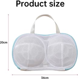 2 stuks - wasmachine beha houder, blauw, beha ring beschermhoes met draagbare handgreep, beha waszak met rits, handig voor wassen, delicate lingerie beha — thumbnail 2