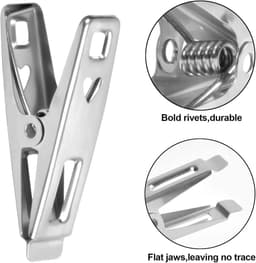 Wasknijpers - Kledingklemmen Ophangklemmen - Kleding Drogen - Roestvrij Staal - 10 stuks - Zilver — thumbnail 4