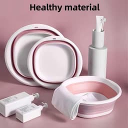 Vouwbare Wasmand 9L - Ronde Opvouwbare Emmer voor Camping, Bad en Keuken met Handvatten, Ideaal voor Reis en Multi-Functioneel Gebruik — thumbnail 4