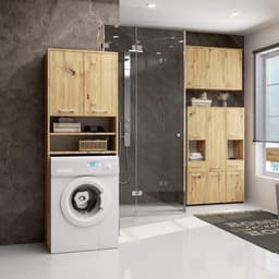 Wasmachine Ombouwkast - Hoge Kast Wasmachine - Ruimte Benutten - Met 2 Deuren - 64 x 180 x 30 cm — thumbnail 2