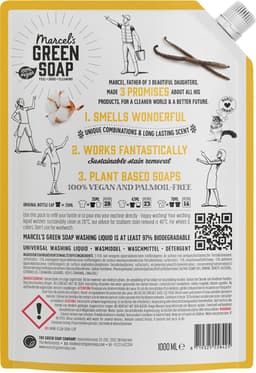 Marcel's Green Soap Wasmiddel Navul Vanille & Katoen 23 Wasbeurten - 1 liter — thumbnail 4