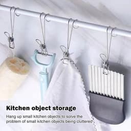 Wasknijpers met haken - Kledingclips - Kleding Drogen - Roestvrij staal - 10 stuks - Zilverkleurig — thumbnail 3