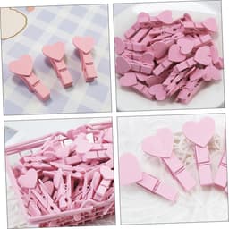 Hart Decoratie Clips - Mini Wasknijpers Hout - Foto's Ophangen - Hartvormig Ontwerp - 3.5 cm - Roze — thumbnail 3