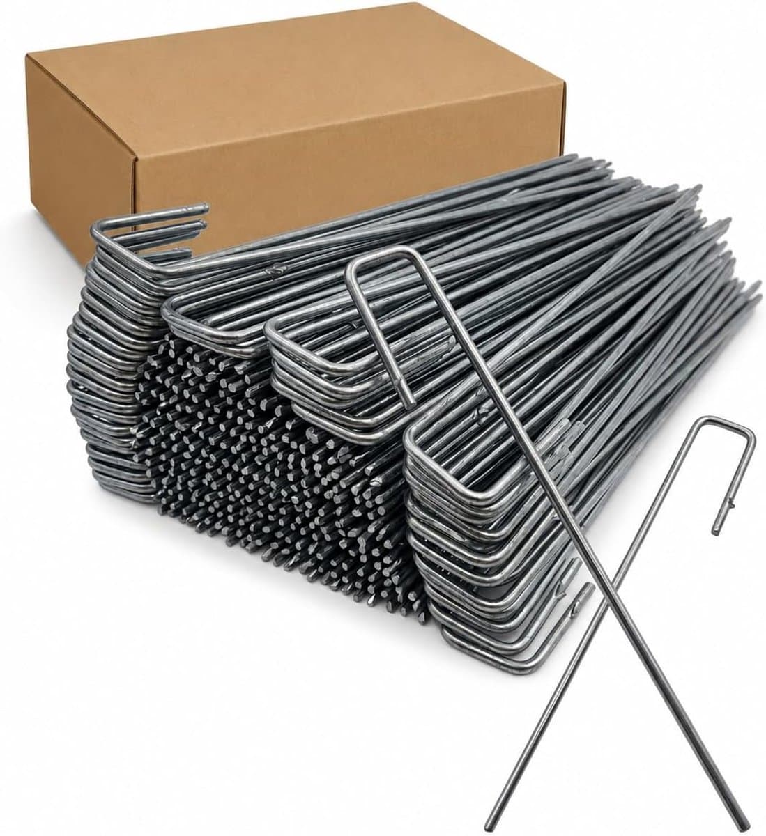 Grondankers U-vorm - Grondpennen Tuin - Bodembedekking Bevestigen - Extra Lange Uitvoering - 40 cm 100 stuks - Staalkleur — afbeelding 1