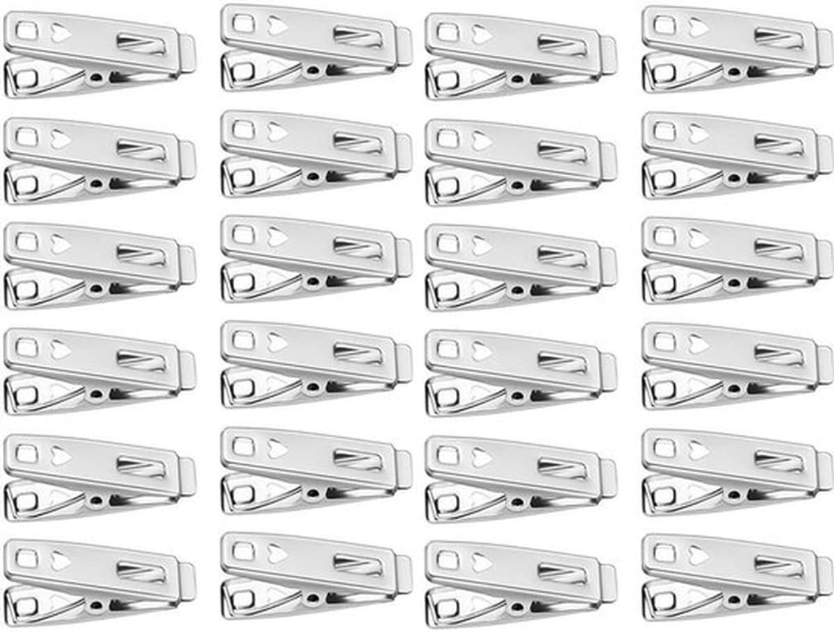 Wasknijpers 60 Stuks - Roestvrij Stalen Wasknijpers - Kleine Wasknijpers - Multifunctionele Kledingclips - Voedselklemmen - Zilverkleurig — afbeelding 1