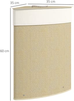 HOMCOM Laundry Hamper-Bambus-35L x 35B x 60H cm-Cremeweiß — thumbnail 5
