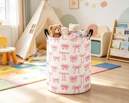 VHV-Opbergmand - 35x45 cm - Stijlvolle en Duurzame Wasmand met Strik Decoratie en Ruime Opslag voor Speelgoed, Kleding en Woonkamer — thumbnail 5