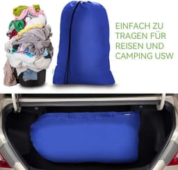 SnelShoppen - Grote Waszakken met Koord 60x80cm - 2 Stuks Vouwbare Waszak voor Kleding, Speelgoed, Scheiden van Schoon en Vuil - Stevige Opbergzak voo — thumbnail 5