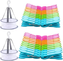 Wasknijpers met mand - Kledingklemmen set - Kleding drogen - Winddicht ontwerp - 48 stuks - Multicolor — thumbnail 1