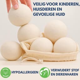 SnelShoppen - Droogballen van Wol XL [6-pack] – Natuurlijke Herbruikbare Wasverzachter, Vermindert Kreukels en Droogtijd, Milieuvriendelijk Alternatie — thumbnail 4
