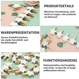 Dailygoods- Sterren Wasknijpers 100 Stuks - Houten Clips - Decoratieve Klemmen - Handwerk - Klemmen voor Kerstmis - Duurzaam Hout - Decoratieve Knijpers — thumbnail 4