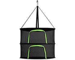 Dailygoods- Droogrek Opvouwbaar - Droognet 2/4/6/8 Laag - Hangend - Kruidendrogen - Zwart - Stofmateriaal