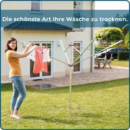 Droogmolen Buiten - Waslijn Tuin - Was Drogen - Aluminium Frame - 50 Meter Waslijn - Zilver — thumbnail 4