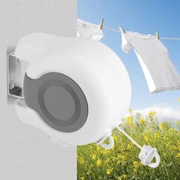 Dailygoods- Waslijn Intrekbaar Automatisch Rolsysteem - Wanddroogrek - PVC-draad - 2x12,8 m - Duurzaam - Verstelbare Lijnen - Wasdroger — thumbnail 5