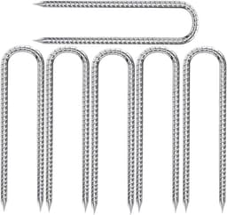 SnelShoppen - Ground Anchor Trampoline - 6 Stuks U-vormige Grondpennen 30 cm - Tuin, Camping, Onkruiddoek, Tuinfleece, Hekwerk - Zilveren Grondankers — thumbnail 1