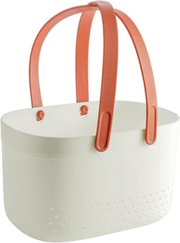 SnelShoppen - Draagbare Douchemand Met Ventilatiegaten, Kunststof Opbergmand Voor Badkamer, Grote Capaciteit, Handgrepen, Wit, Ideaal Voor Camping En — thumbnail 1