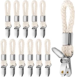 SnelShoppen - 12 Stuks Handdoek Klemmen Tafelhouder voor Keuken, Badkamer, Kledingkast, Duurzaam Rvs, Natuurlijk Katoen, Ideaal voor Feesten en Kamper — thumbnail 1