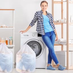 Thijox - 2 Stuks Wasnetten voor Wasmachine 60 x 80 cm - Herbruikbare Mesh Waszakken met Trekkoord voor Blouse, Ondergoed, Jas, Broek - Wit — thumbnail 2